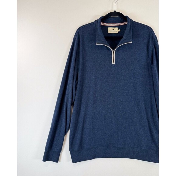 The Normal Brand Mens Sweater Blue 1/4 Zip Mock Neck Pullover Stretch Large - Picture 5 of 13